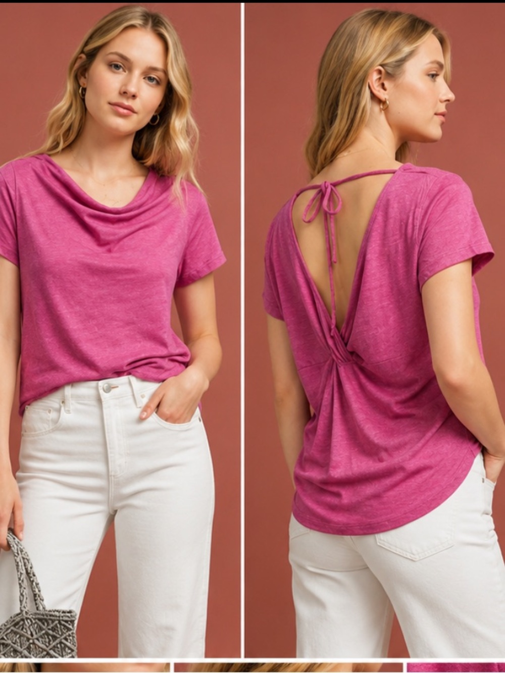 Anthropologie MAEVE PINK HORIZON LINEN DRAPE TEE